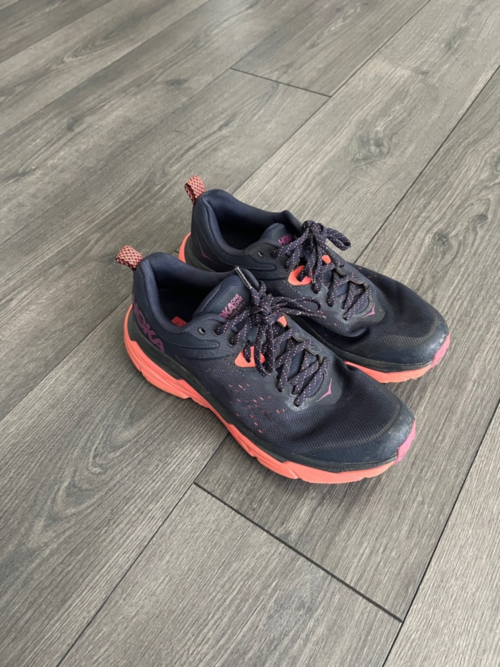 Hoka Challenger ATR 6 Navy and Coral-Trail Running Shoes